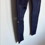 Alo Yoga  Blue Moto-Style Leggings with Ribbed Panels Photo 4
