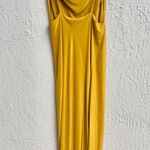 Revolve Spaghetti Strap Satin Cowl Neck Elegant Maxi Dress Yellow Women's M Photo 2
