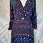 & Other Stories & Other Stories Dress Faux Wrap Midi Maxi Geometric Print Black Blue Red Size 4‎ Photo 3