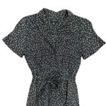 Club Monaco Floral Open Neck Silk Shirt Dress in Black, Size XS Photo 4