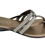 Italian Shoemakers NWOB Bronze Gold Cushioned Sandals with Rhinestone Straps Photo 0