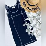 Urban Nation Black & White Stitched Ribbed Scoop Neck Cotton Mini Dress Black Size L Photo 1