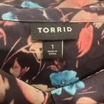 Torrid Madison Long Sleeve Floral Satin Black Button Up Shirt size 1 (14-16) Photo 7