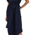 ALC Frank A.L.C. Odin Poplin Midi Asymmetric Cotton Dress Maritime Navy Blue Size 8 NWT Photo 0