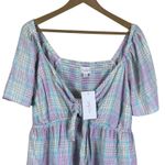 Ingrid & Isabel Maternity Babydoll Top Maternity XXL Pastel Plaid Tie Front Blue Size undefined Photo 3
