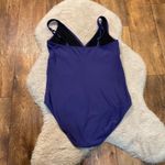 Aqua Green  Swimsuit One Piece Navy Blue Adjustable Straps Flattering Mid Section Photo 3