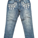 Allen B Schwartz Capri Denim Jeans Womens 8 BLING Rhinestones Crystals Blue Photo 0