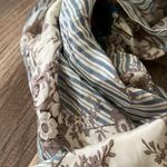 Club 7 Echo Women's 100% Silk Square Neck Scarf Stripe & Red Roses Print Photo 6