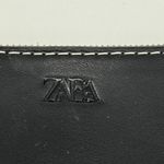 ZARA Faux Leather Pleated Crossbody Bag Black with Canvas Strap Black Photo 10