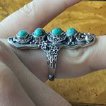 Natural Blue Moon Turquoise Sterling Silver Snake Ring Size 7 Photo 2