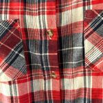 She & Sky  Classic Cotton Flannel Shirt Size Medium Red White Blue Plaid Photo 1