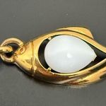 Trifari  Signed School Of Fish Goldtone Milk Glass Fish Link Statement Necklace Photo 5