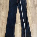 Versace hot pink vintage contrast stitching dark wash low rise flare leg jeans Photo 0