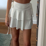 White Ruffle Trimmed Tiered Skirt Size XS Photo 0