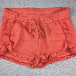 ban.jara Shorts Women Medium Fringe Trim Drawstring Waist Boho Beach Festival Orange Photo 0