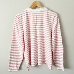 BODEN | Boden Pink White Ruffle Frill Neck Breton 100% Cotton Top Button | XL Photo 5