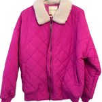 Thread and Supply Faux Shearling Collar Dad Jacket in Very Berry M NWT Photo 3