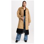 Sea NY Maeve Eyelet Long Sleeve Trench Coat Size XL Tan Photo 5