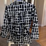 Spiegel Jacket Womens Sz 10 White Black Gray Print Double Breasted Trench Style Photo 1