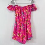 Lulus After Sunset Magenta Pink Floral Off the Shoulder Romper SMALL Photo 5
