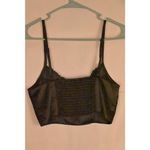 Women's DNA STUDIO Black Satin Lace Trim Crop Top S Photo 1