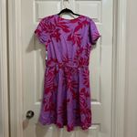 Old Navy waist defined v-neck flutter sleeve dress purple tropic size large NWT Photo 4