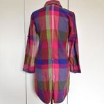 Theory  Rainbow Plaid Collared Shirt Dress Size 4 100% Cotton Photo 4