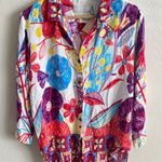 Jams World Vintage Retro Trinity Floral Artwork Button Down Shirt Womens Medium Photo 0