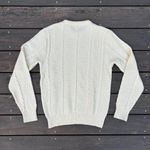 Vintage White 60s 100% Wool Meister Sweater Cable Knit Retro Knitwear Size L Photo 4