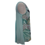 Blu Pepper  Sheer Sleeveless Blouse Size S Blue Floral Photo 3