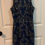 Adrianna Papell Dark Blue Beaded Cocktail Dress Photo 0