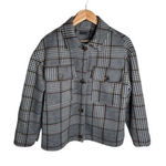 Plaid Shacket Size Medium Black Tape White Black Blue Brown Pockets Flannel Photo 0