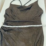 DB Studio evening dress size 4 Bronze Gold glitter shimmer Cowl neck high slit Brown Photo 13
