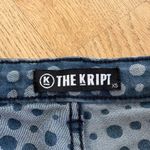 The Kript  - High Waist Skinny Flare Jeans in Warped Dot Denim in Blue Photo 4