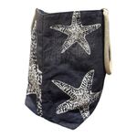 Navy Jute Starfish Beach Tote Bag Rope Handles Coastal Summer Travel Blue Photo 2