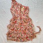 NWT Small BTFBM One Shoulder Ruffle Sun Dress Floral Baby Pink Belt Beach Boho Photo 9