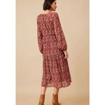 Hayden Los Angeles Textured Maroon Floral Tiered Midi Dress Pockets Women's 1XL Photo 3