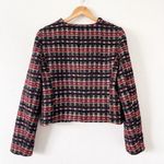 House Of Harlow 1960 Tweed Cropped Gold Button Blazer in Red & Black Size M Photo 7