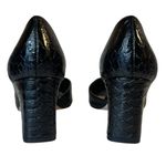 BCBGeneration  Sheilah Pump Pointed Toe Half D’orsay Block Heel Black Snake Sz 8 Photo 5