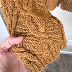 Free People  Brown Cable Knit Chunky Oversized Sweater Womens L Fall Cozy Classic Photo 7