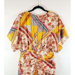 House of Harlow  1960 Revolve Dress Tan Jemima Mini Ruched Floral Boho Medium Photo 8