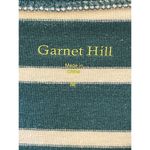 Garnet Hill Dark Green And White Striped Jeweled Neckline Long Sleeve Top Size M Photo 3