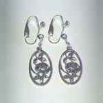 Avon Vintage Silver Tone Cutout Floral Dangling Boho Clip On Earrings Photo 0