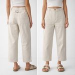 Free People  Sunday Skies Wide Leg Sailor Pants Back Buckle Ecru Size 12 Photo 6
