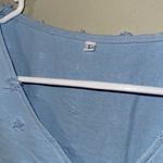 Womens large Dressy Casual V Neck Swiss Dot Short Puff Sleeve Blouses Tunic Tops Blue Photo 6