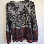 Antonio Melani floral lace detail long sleeve Sweater, Top, Color-block SzL Photo 3