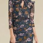 Veronica Beard Peppa Floral Mini Dress Floral Print Metallic Silk Chiffon Size 0 Photo 0