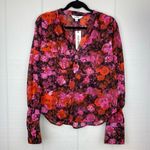 Steve Madden NWT Multi Hudson Pink Red Rose Floral Print Top V-neck S Photo 4