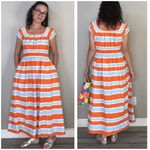 Ann Mashburn stripe Cotton Blend short cap sleeve smock midi Garden Dress Small Photo 2