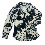 ZARA  SATIN EFFECT SHIRT BLACK WHITE ANIMAL PRINT SIZE S Photo 7